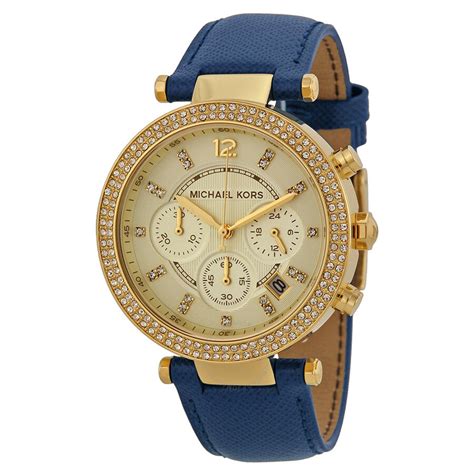 michael kors parker navy strap chronograph watch|Michael Kors women's parker watch.